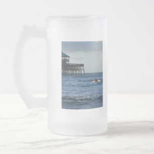 Let's Go Surfing Frosted Glass Beer Mug