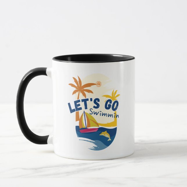 Let's Go Swimming – Beach Style Mug (Left)