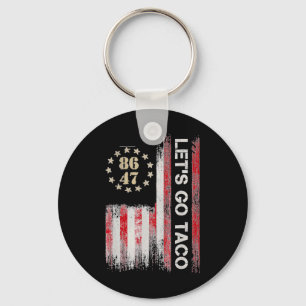 Let's Go Taco For Men Women American Us Flag 86 47 Key Ring