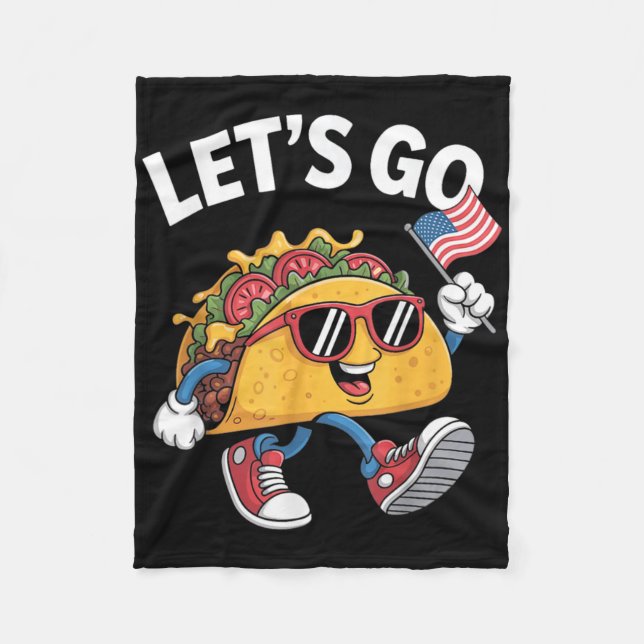Lets Go Taco Funny Trump Chicken  Fleece Blanket (Front)