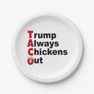 Let's Go TACO Trump Always Chickens Out Paper Plate