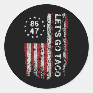 Let's Go Taco Us Flag Men Women Classic Round Sticker