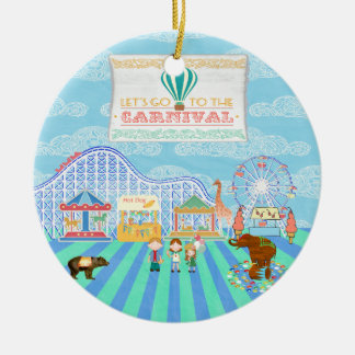 Lets Go to the Carnival, Roller Coaster, Ferris Wh Ceramic Tree Decoration