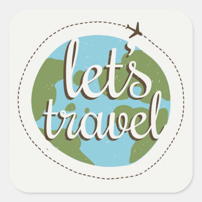 Lets Go Travel Square Sticker (Front)