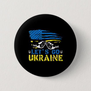 Lets Go Ukrainian Flag American Ukraine We Support 6 Cm Round Badge
