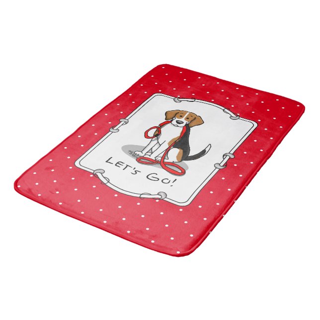 Let's Go! (walk) Beagle Dog (tri colour 3) Cute Bath Mat (Angled)