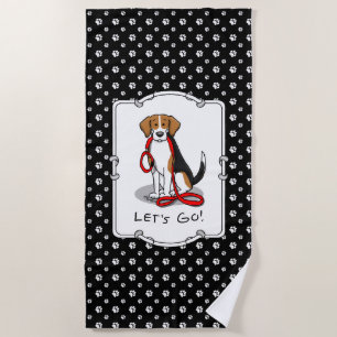 Let's Go! (walk) Beagle Dog (tri colour 3) Cute Beach Towel