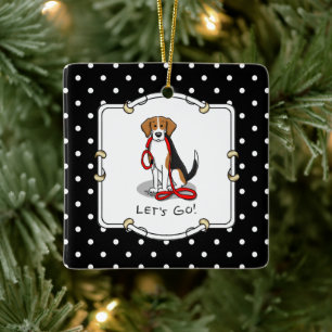 Let's Go! (walk) Beagle Dog (tri colour 3) Cute Ceramic Ornament