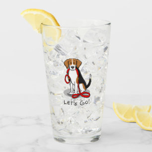 Let's Go! (walk) Beagle Dog (tri colour 3) Cute Glass
