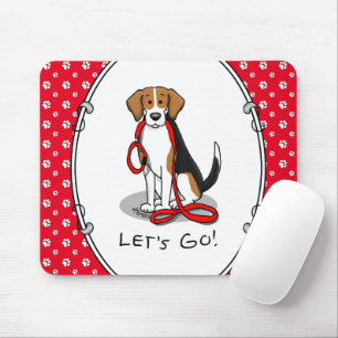 Let's Go! (walk) Beagle Dog (tri colour 3) Cute Mouse Mat