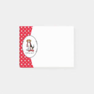 Let's Go! (walk) Beagle Dog (tri colour 3) Cute Post-it Notes