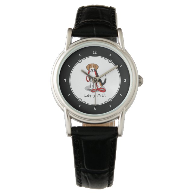 Let's Go! (walk) Beagle Dog (tri colour 3) Cute Watch (Front)