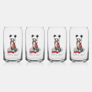 Let's Go! Walk Chinese Crested Dog (hl blk wh 1) Can Glass