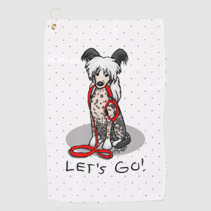 Let's Go! Walk Chinese Crested Dog (hl blk wh 1) Golf Towel