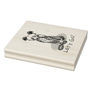 Let's Go! Walk Chinese Crested Dog (hl blk wh 1) Rubber Stamp
