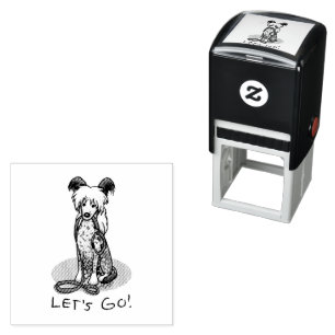 Let's Go! Walk Chinese Crested Dog (hl blk wh 1) Self-inking Stamp