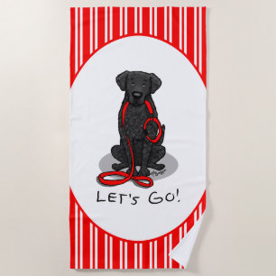 Let's Go! Walk Curly-Coated Retriever Dog (black) Beach Towel