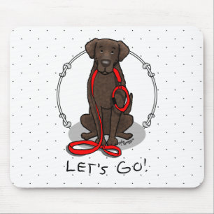 Let's Go! Walk Curly-Coated Retriever Dog (liver) Mouse Mat