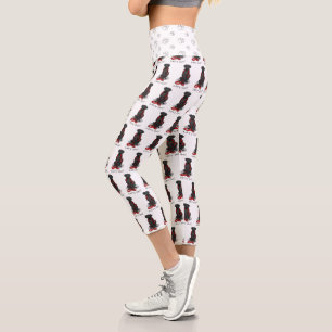 Let's Go! Walk Flat-Coated Retriever Dog (black) Capri Leggings