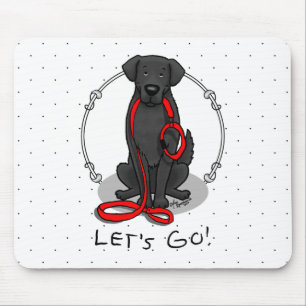 Let's Go! Walk Flat-Coated Retriever Dog (black) Mouse Mat