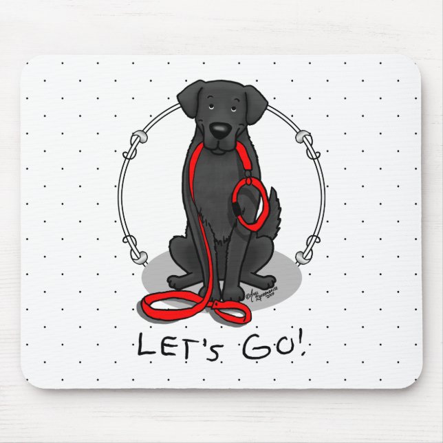 Let's Go! Walk Flat-Coated Retriever Dog (black) Mouse Mat (Front)
