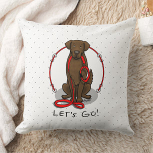 Let's Go! Walk Flat-Coated Retriever Dog (liver) Cushion