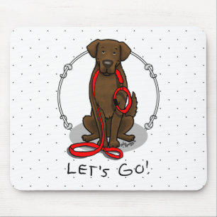 Let's Go! Walk Flat-Coated Retriever Dog (liver) Mouse Mat