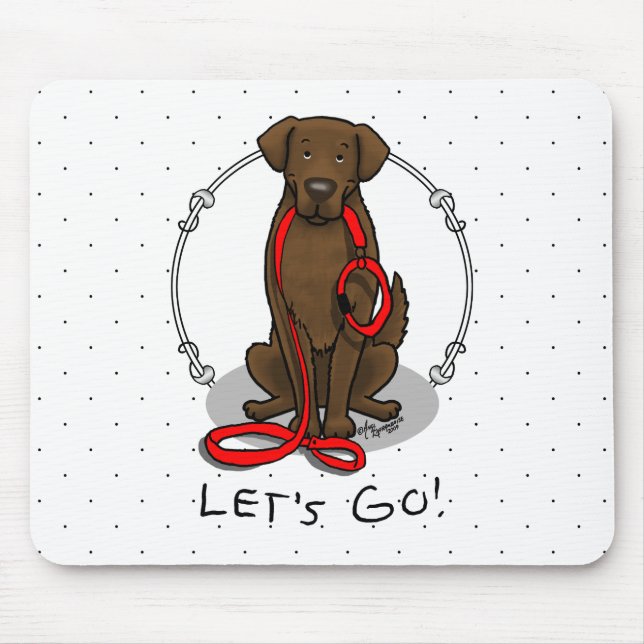 Let's Go! Walk Flat-Coated Retriever Dog (liver) Mouse Mat (Front)