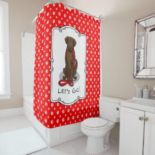 Let's Go! Walk Flat-Coated Retriever Dog (liver) Shower Curtain