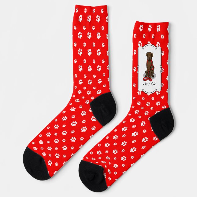 Let's Go! Walk Flat-Coated Retriever Dog (liver) Socks (Left)