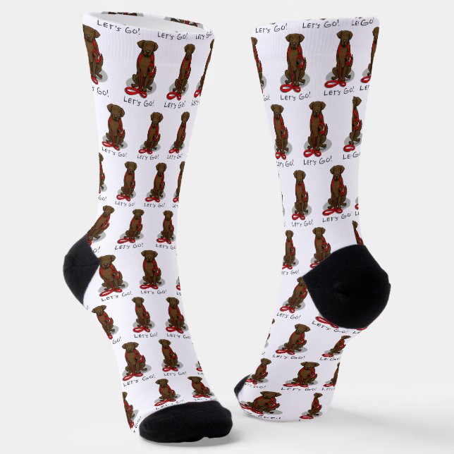 Let's Go! Walk Flat-Coated Retriever Dog (liver) Socks (Angled)