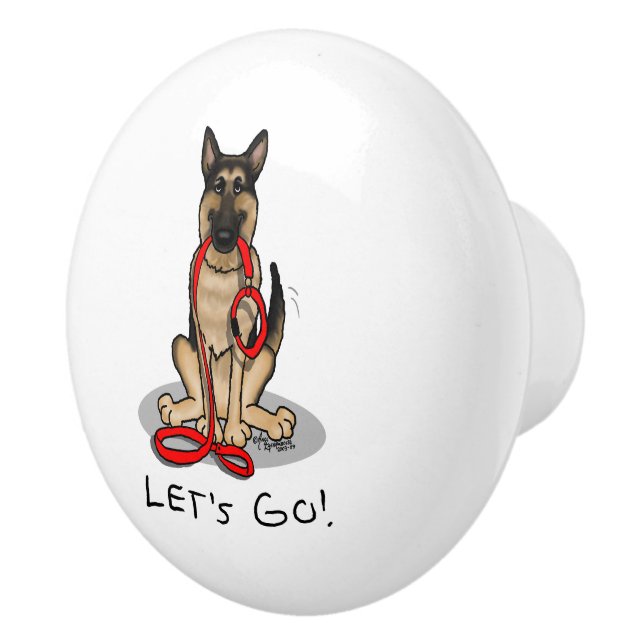 Let's Go! Walk German Shepherd Dog (black tan) Ceramic Knob (Right)