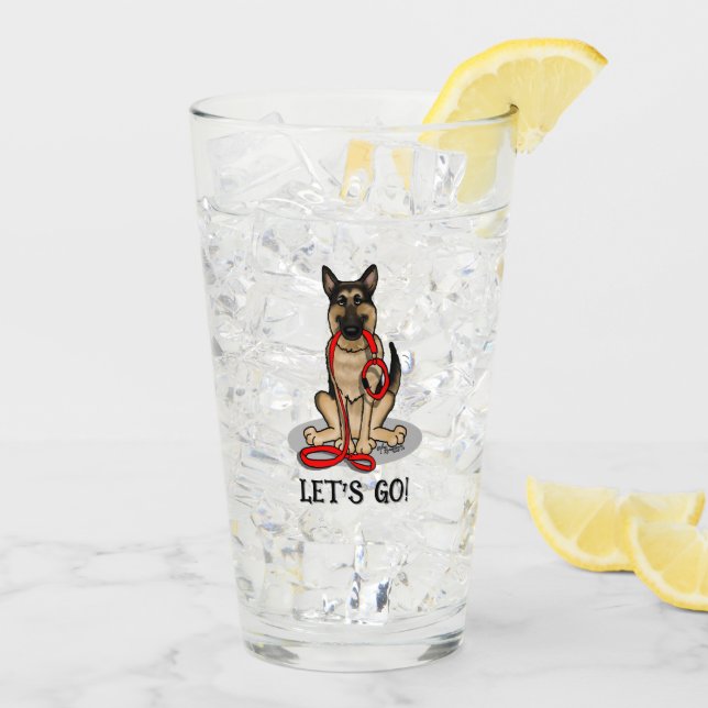 Let's Go! Walk German Shepherd Dog (black tan) Glass (Back Ice)