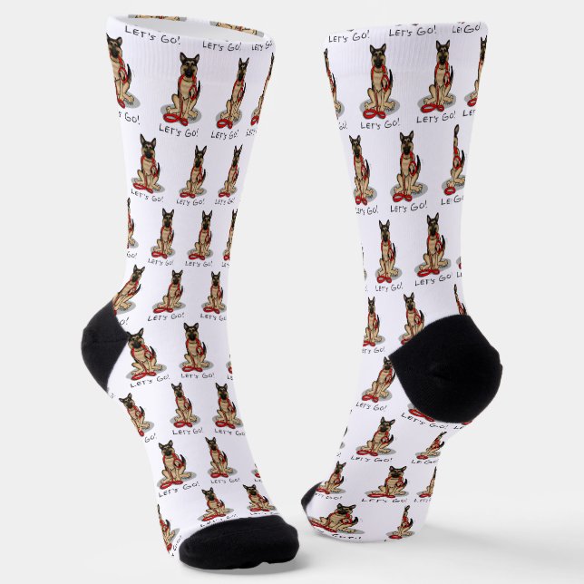Let's Go! Walk German Shepherd Dog (black tan) Socks (Angled)