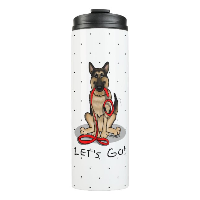 Let's Go! Walk German Shepherd Dog (black tan) Thermal Tumbler (Front)