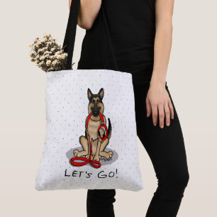 Let's Go! Walk German Shepherd Dog (black tan) Tote Bag