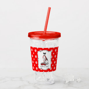 Let's Go! (walk) Greyhound Dog (black white) Funny Acrylic Tumbler