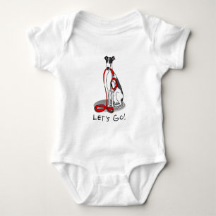 Let's Go! (walk) Greyhound Dog (black white) Funny Baby Bodysuit