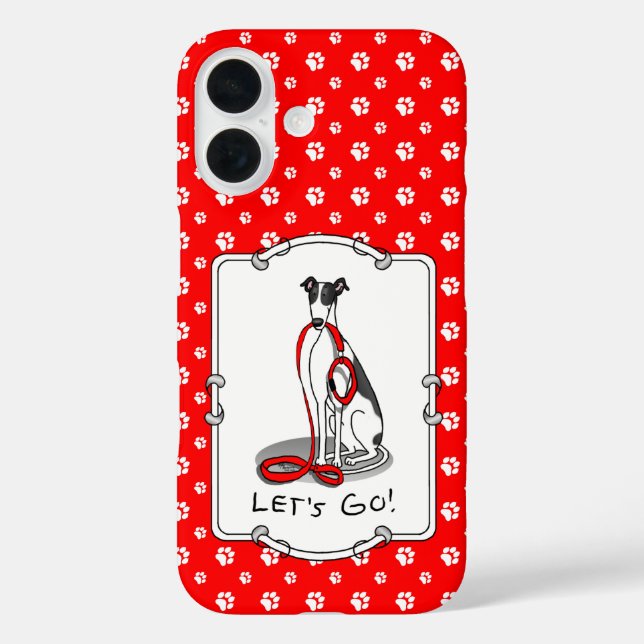 Let's Go! (walk) Greyhound Dog (black white) Funny Case-Mate iPhone Case (Back)