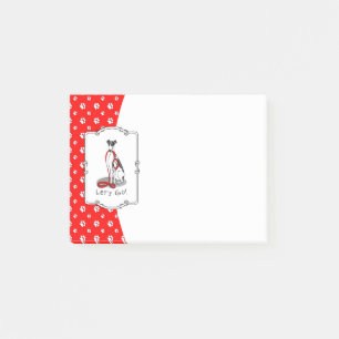 Let's Go! (walk) Greyhound Dog (black white) Funny Post-it Notes