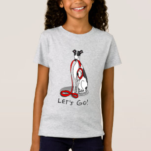 Let's Go! (walk) Greyhound Dog (black white) Funny T-Shirt