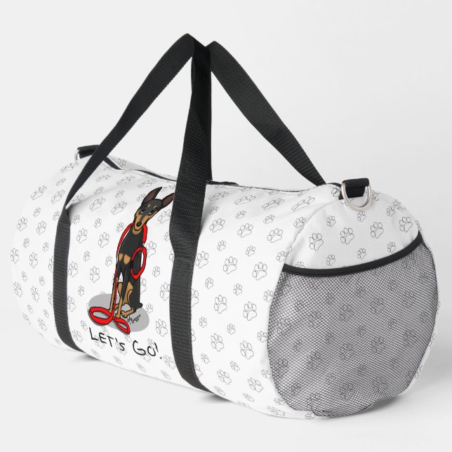 Let's Go! Walk Miniature Pinscher (black tan 1) Duffle Bag (Right Corner)
