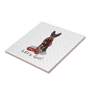Let's Go! Walk Miniature Pinscher (black tan 1) Tile