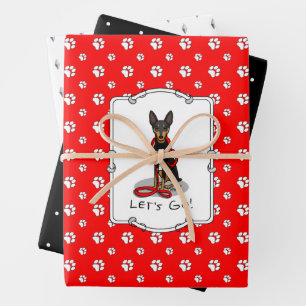 Let's Go! Walk Miniature Pinscher (black tan 1) Wrapping Paper Sheet