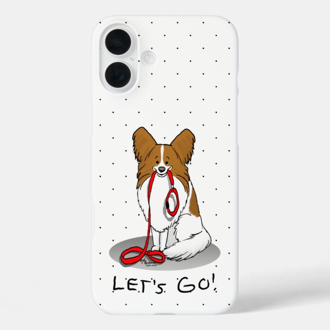 Let's Go! (walk) Papillon (white & red) Dog Cute Case-Mate iPhone Case (Back)