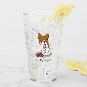 Let's Go! (walk) Papillon (white & red) Dog Cute Glass