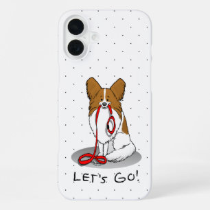 Let's Go! (walk) Papillon (white & red) Dog Cute iPhone 16 Plus Case