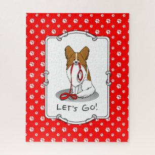 Let's Go! (walk) Papillon (white & red) Dog Cute Jigsaw Puzzle