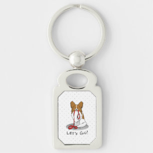 Let's Go! (walk) Papillon (white & red) Dog Cute Key Ring