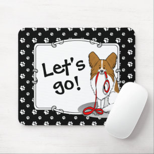 Let's Go! (walk) Papillon (white & red) Dog Cute Mouse Mat